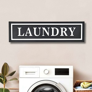 Cheung's Arabella Glossy Black and White Metal Laundry Sign - 1 of 4