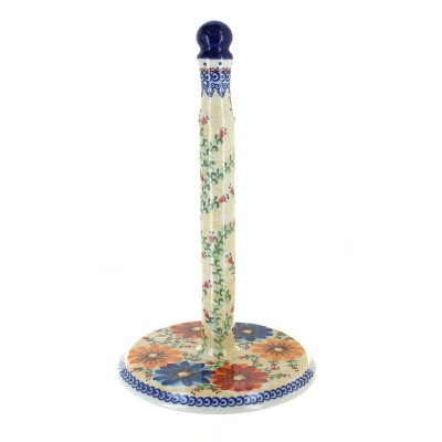 Blue Rose Polish Pottery Autumn Burst Paper Towel Holder