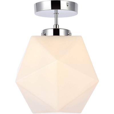 Lawrence Chrome and White Glass 1-Light Flush Mount