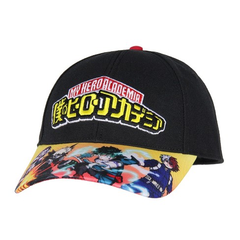 My Hero Academia Embroidered Logo 4 Character Adjustable Snapback Hat Cap  Black : Target