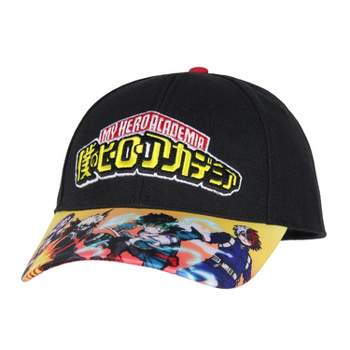 My Hero Academia Embroidered Logo 4 Character Adjustable Snapback Hat Cap Black