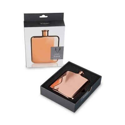 Copper Plated Stainless Steel Pocket Flask with Screw Top, 6 Ounces