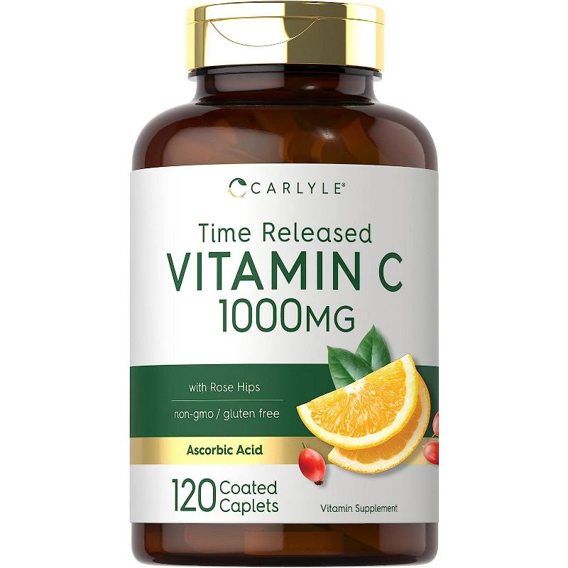 Carlyle Vitamin C 1000mg with Rose Hips | 120 Vegetarian Caplets, 1 of 4