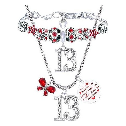 Gift for Girl, Engraved 13th Birthday Charm Bracelet, 13 Year Old Girl  Gift, Handmade Gift for Her, Teenager Jewelry, Personalized Gift