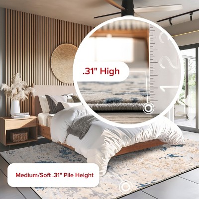 Light Grey Abstract Reversible Synthetic Area Rug 7x9