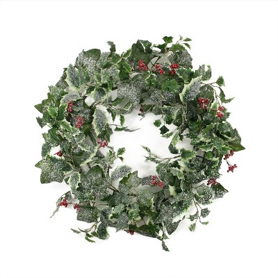 Allstate Floral Green Frosted Holly Artificial Christmas Wreath - 24-Inches, Unlit