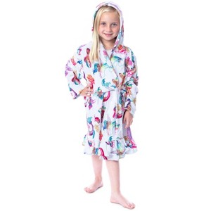 Mattel Girls' Barbie Fantasy Mermaid Fairy Rainbow Ruffled Bathrobe Robe White - 1 of 4