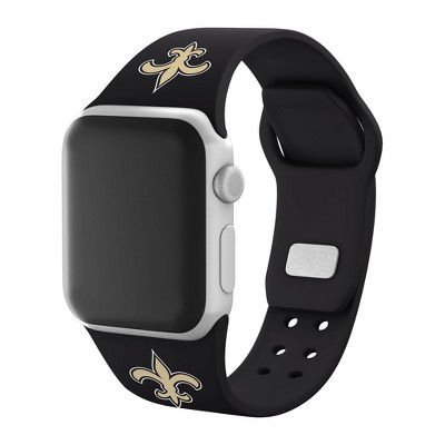 Black New Orleans Saints Leather Apple Watch Band