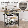 TROPOW 2-Portable-Tray Home Bar Cart | 3-Tier Rolling Bar Cart with Wheels, Wine Rack & Glass Holder - 3 of 4