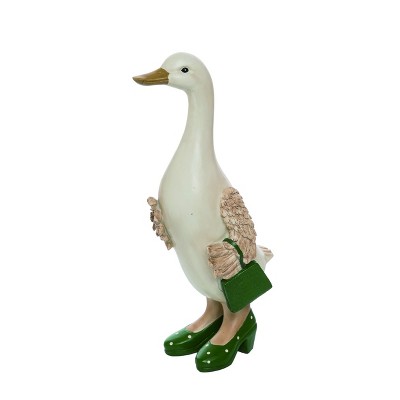 Transpac Resin 9" White Spring Duck in High Heels Figurine