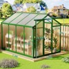 Green 6'x10' Walk-In Greenhouse ¨C Heavy Duty Aluminum Frame with Polycarbonate Panels & Roof Vent for Garden/Backyard (Easy Assembly, 1-Pack) - 3 of 4