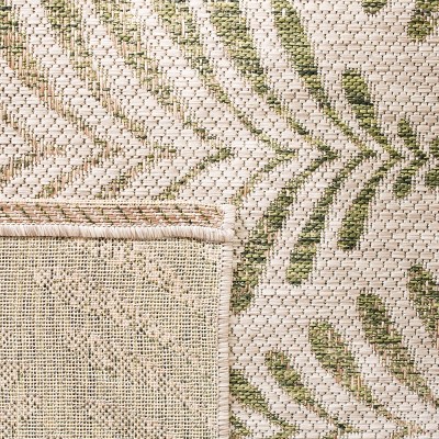Courtyard Zale 6'7" Square Beige and Green Indoor/Outdoor Rug