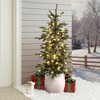 LuxenHome 4Ft Pre-Lit Green Artificial Pine Christmas Tree with Pinecones and Round White Pot - 2 of 4