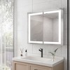 Medicine Cabinet With Lights,Recessed Medicine Cabinet With Mirror,Surface Mount Bathroom Cabinet,Glass Shelf Cabinet,Shaving Cabinet-The Pop Home - 2 of 4