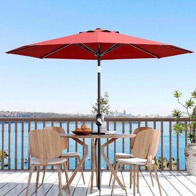 7.5ft Patio Umbrella, Table Umbrella Outdoor Patio with Crank Lift & Push Button Tilt, 6 Sturdy Ribs for Yard, Deck, Pool