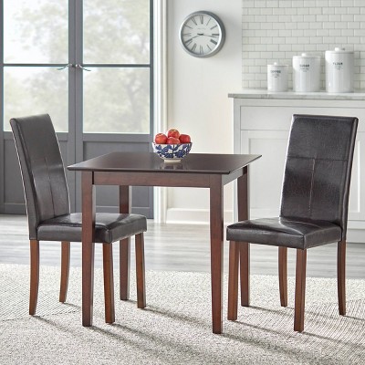 Brown Faux Leather Upholstered High Back Parsons Side Chair Set