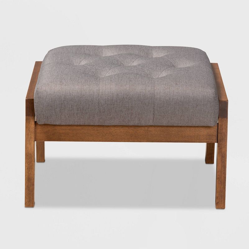 Naeva Upholstered Wood Footstool Gray/Brown - Baxton Studio, 3 of 11