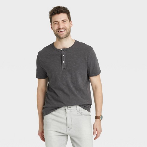 Men's Short Sleeve Henley Shirt - Goodfellow & Co™ Railroad Gray M : Target