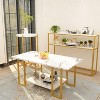 Hooseng Living Room Table Set of 3, Faux Marble Coffee Table & Side Table & Console Table with Storage Shelves & Metal Frame for Living Room, Office - 2 of 4