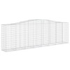 vidaXL Arched Gabion Baskets - Set of 2, Galvanized Iron Construction with Reinforced Hooks, Stylish and Easy-to-Assemble Garden Barriers - 3 of 4
