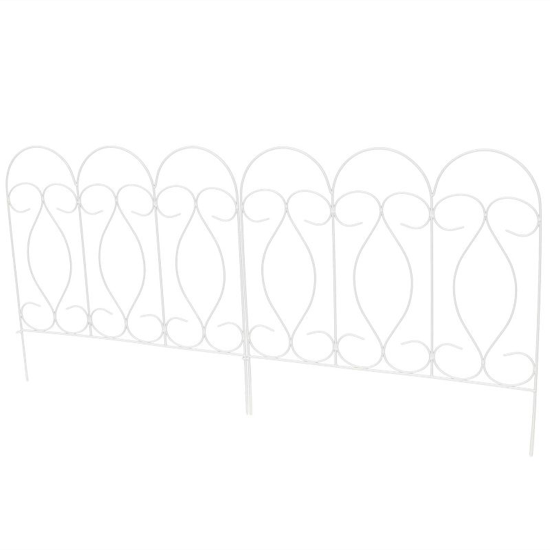 Sunnydaze Outdoor Lawn and Garden Metal Traditional Style Decorative Border Fence Panel Set - 10' - 5pk, 5 of 10