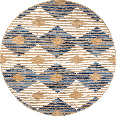 Nuloom Hand Braided Marla Denim And Jute Diamonds Indoor Area Rug