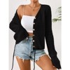 Coolmee Women's Crochet Cardigan Long Sleeve Open Front Button Down Trendy Casual Cropped Sweater - 2 of 4