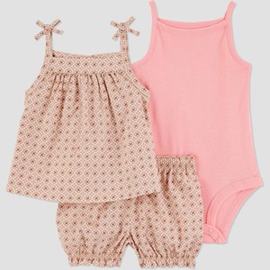 Carter's Just One You® Baby Girls' Creme Geo Top & Bottom Set - Brown/Pink - 1 of 3