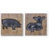 Farm Animal Wall Plaques – Set of 3, 14"SQ MDF and Wood Cow, Pig, Sheep Silhouettes – By Melrose - 2 of 3