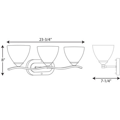 Antique Bronze 3-Light Bath Vanity with Glass Shades