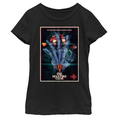 Girl's Stranger Things Retro Hellfire Club Poster T-shirt : Target