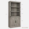 5-Tier Wooden Bookshelves with Cabinet Doors and Bookcases with Doors Floor Bookshelves and Office Storage Cabinets - 2 of 4