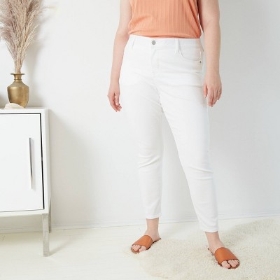women's plus size white skinny jeans