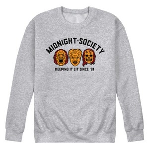 Men's - Are You Afraid of the Dark - Midnight Society Monster Masks Graphic Fleece Sweatshirt - 1 of 4