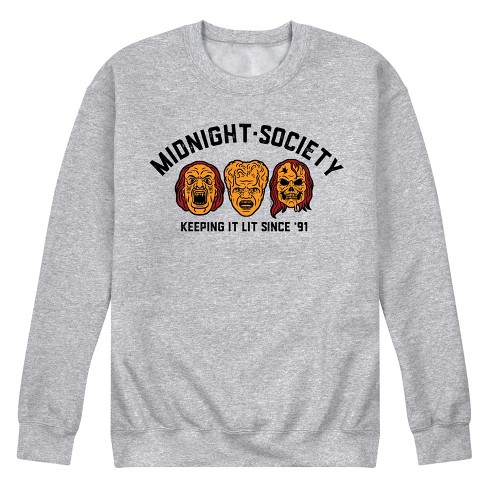 Men's - Are You Afraid of the Dark - Midnight Society Monster Masks Graphic Fleece Sweatshirt - image 1 of 4