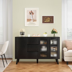 Lyngins Sideboard Buffet Cabinets with 3 Drawers and Pop-Up Doors,Free Handle Coffee Bar Cabinets with Storage,Credenzas for Kitchen,Entryway - 1 of 4
