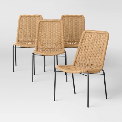 4pc Wicker Stack Armless Patio Dining Folding Chairs Brown - Threshold™