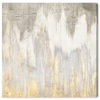 12" x 12" Golden Caves Abstract Unframed Canvas Wall Art in Gray - Oliver Gal