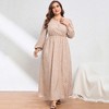 Clearlove Womens Plus Size Casual Midi Dresses Short Sleeve V Neck Drawstring Knee Length Split Dress - 2 of 4