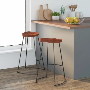 vidaXL Gavin Bar Stools 2 pcs 19.7 in.x15.7 in.x30.7 in. Solid Wood Mango - 1 of 4