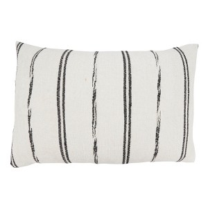 Saro Lifestyle Modern Minimalist Striped Throw Pillow Cover, Beige, 16"x24" - 1 of 3