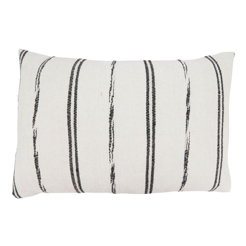 Saro Lifestyle Modern Minimalist Striped Poly Filled Throw Pillow, Beige, 16"x24", 1 of 4