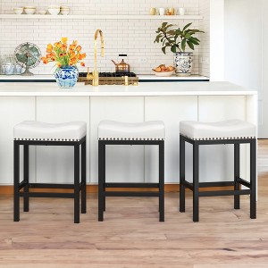 Saddle Bar Stools Set of 2 with Modern Metal Legs, for Home Kitchen - 1 of 4