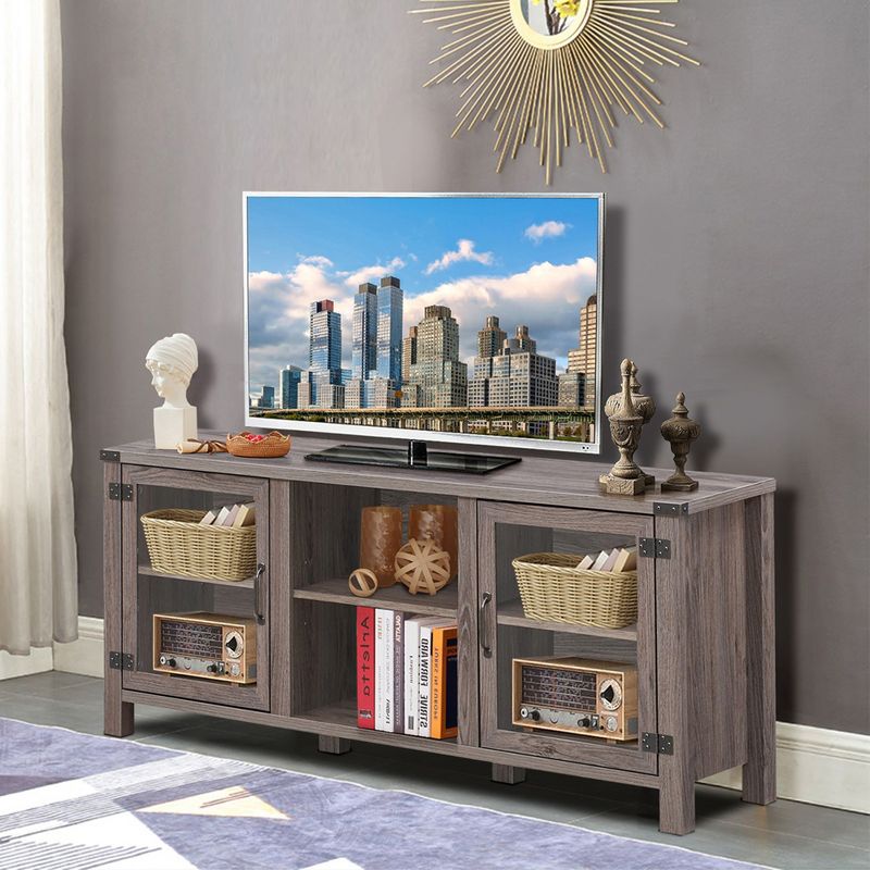 Costway TV Stand Entertainment Center for TV's up to 65'' w/ Storage Cabinets Deep Taupe, 3 of 11