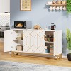 Gulches Modern 59" Sideboard Buffet Kitchen Storage Cabinet with Doors, White & Gold Accent, Metal Legs - 4 of 4