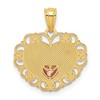 Black Bow Jewelry 14k Two Tone Gold Mom Scroll Heart Pendant, 18mm - 3 of 4