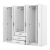 6-Doors Wooden Wardrobe Storage for Bedroom, with Big Drawers, Brown - 4 of 4