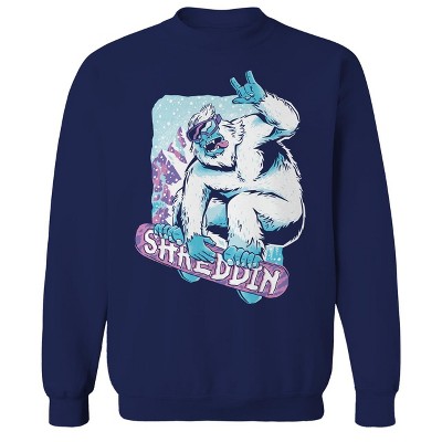 Rerun Island Men's Shreddin Yeti - Dark Long Sleeve Graphic Cotton Sweatshirt