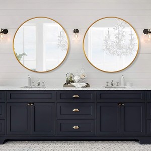 Dovelina Round Aluminum Alloy Deep Framed Bathroom Vanity Mirror Hanging Mirror (Set of 2) - 1 of 4