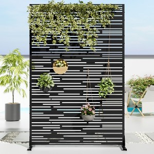 72" H×35"W Dovelina Black Metal Planter Box with Trellis Privacy Screen for Café Patio,Garden & Balconies - 1 of 4
